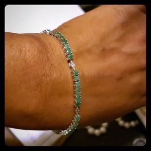 9.1 gram Genuine Emerald and Silver Bracelet